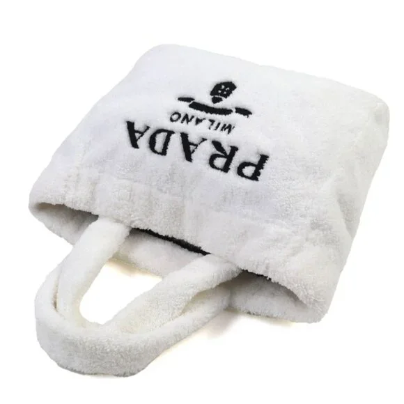 Prada 1 Bg130 Spugna Polyester Cowhide Triangle Logo Soft Terry Leta Ring Logo - Picture 4 of 12